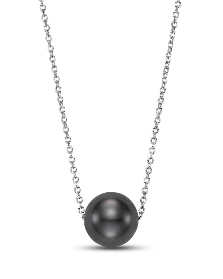 Black Tahitian Pearl Necklace in 14K White Gold