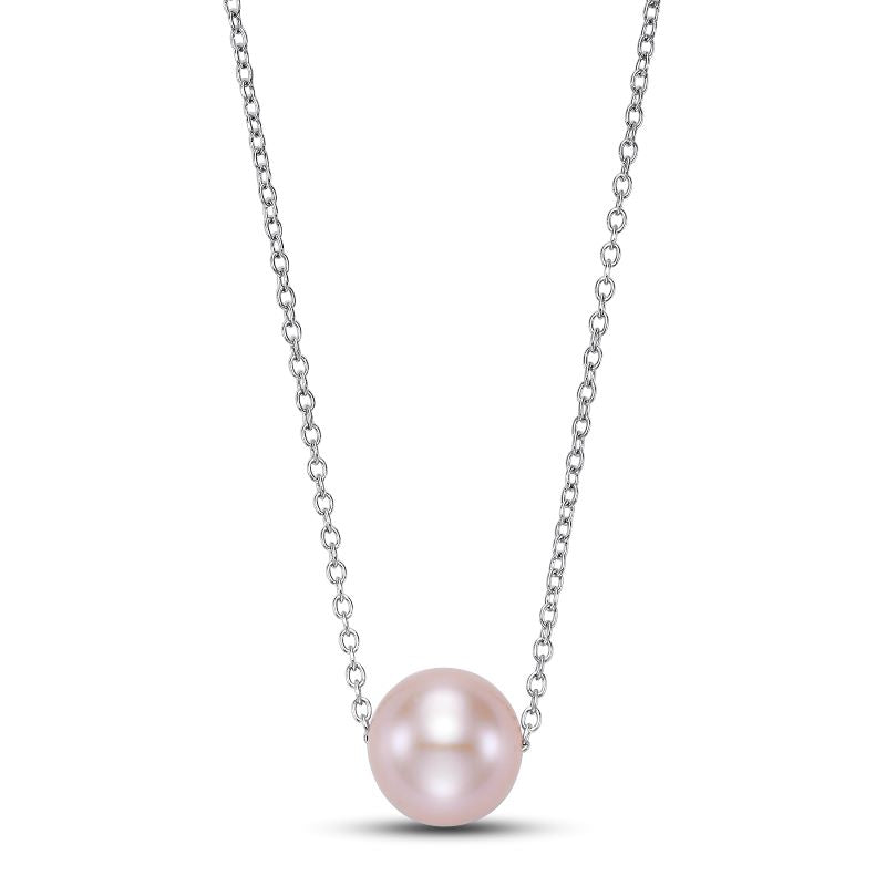 7.5-8mm Freshwater Pink Pearl Necklace in 14K White Gold