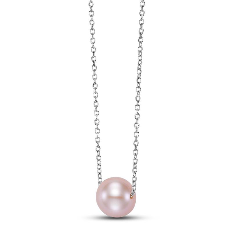 7.5-8mm Freshwater Pink Pearl Necklace in 14K White Gold