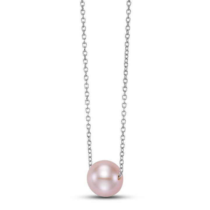 7.5-8mm Freshwater Pink Pearl Necklace in 14K White Gold