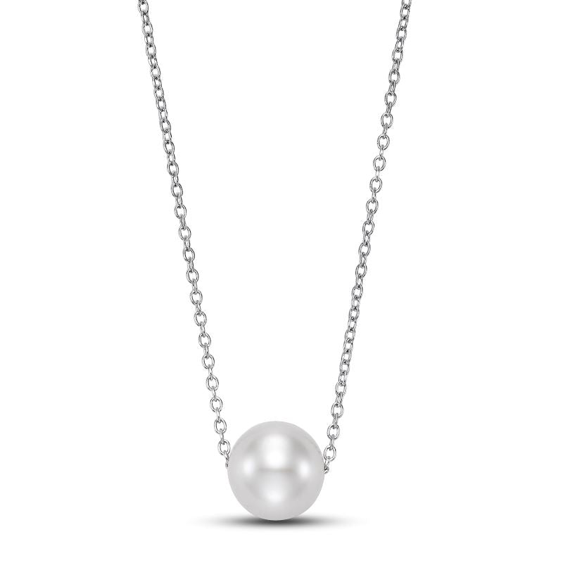 Pearl necklace in white gold chain