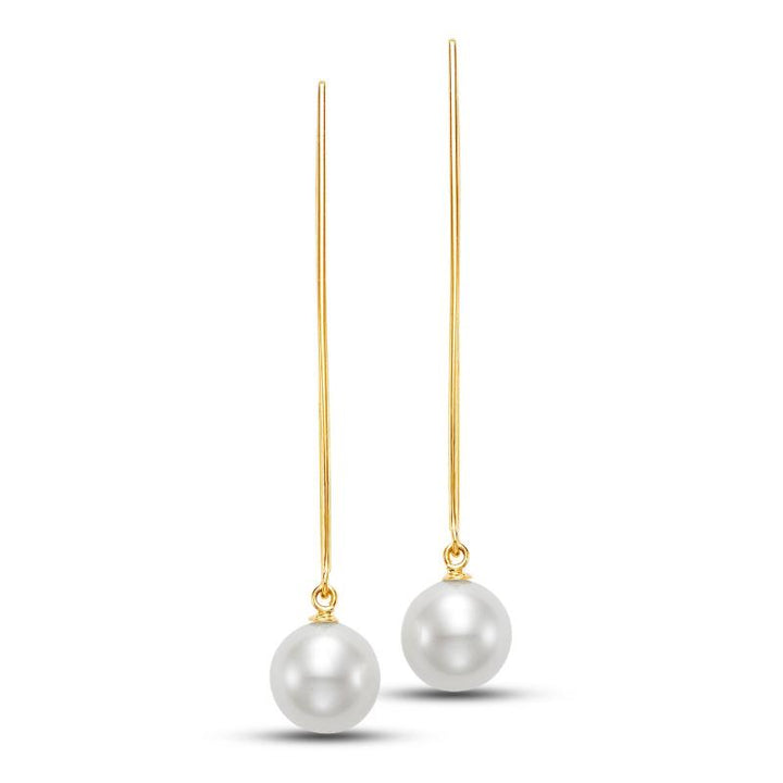 Pair of gold earrings with a pearl at the end