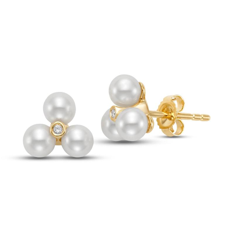 4-4.5MM Petite Earring 14K Yellow Gold .02CT Diamonds