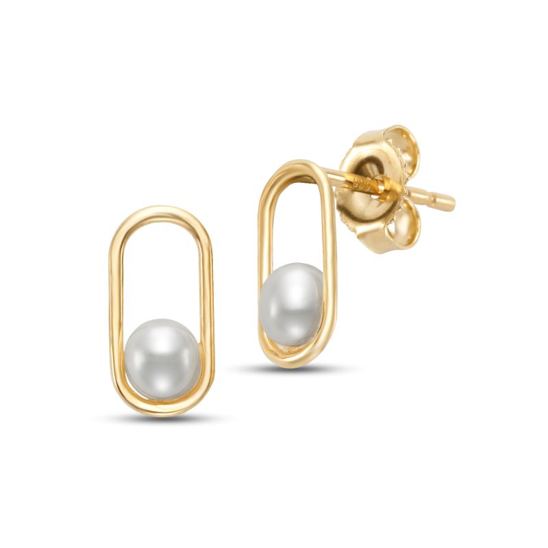 4mm Freshwater Pearl Earrings in 14K Yellow Gold