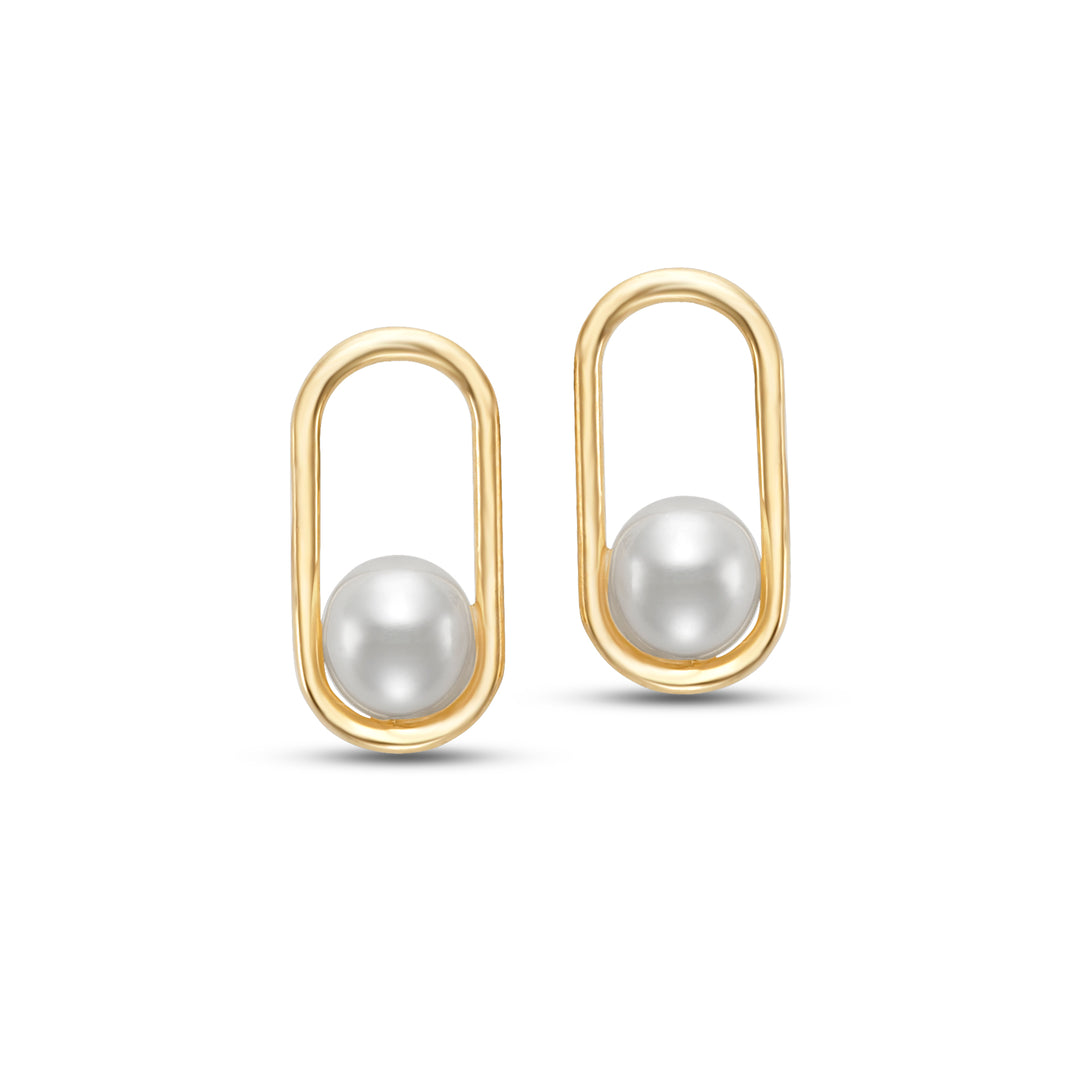 4mm Freshwater Pearl Earrings in 14K Yellow Gold