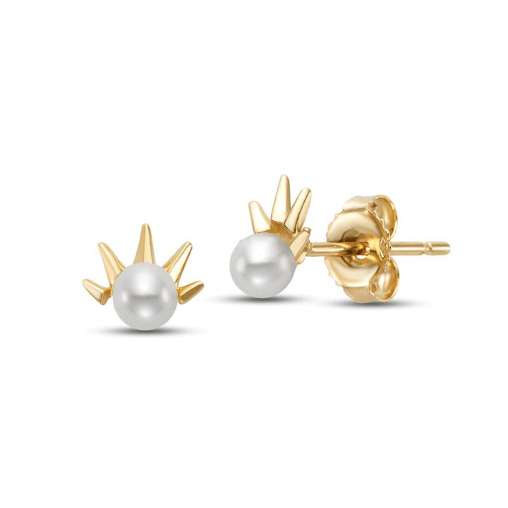 3-3.5mm Freshwater Pearl Earrings in 14K Yellow Gold