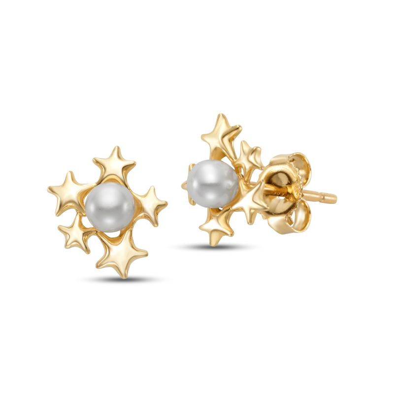 3mm Freshwater Pearl Earrings in 14K Yellow Gold