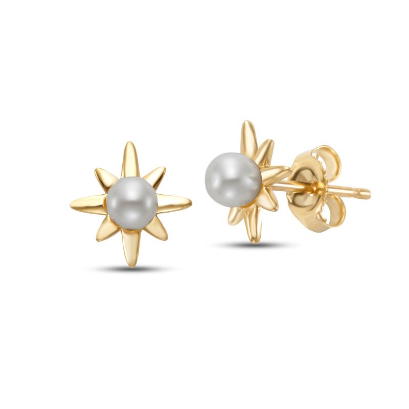 3-3.5mm Freshwater Pearl Earrings in 14K Yellow Gold