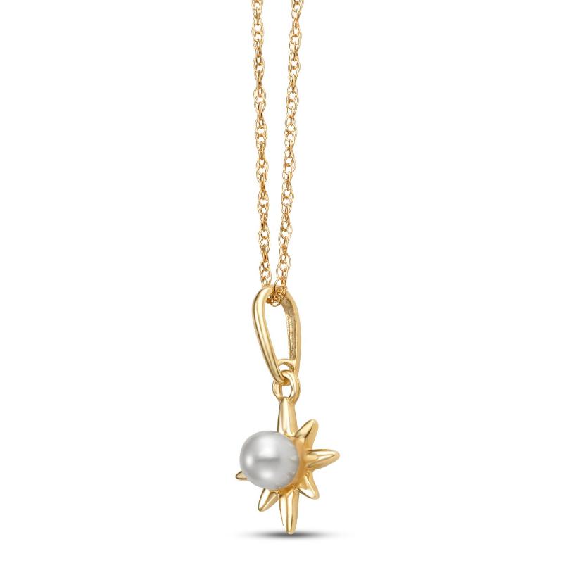 3.5mm Freshwater Pearl Star Pendant in 14K Yellow Gold