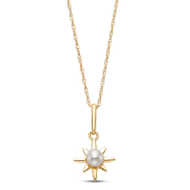 3.5mm Freshwater Pearl Star Pendant in 14K Yellow Gold