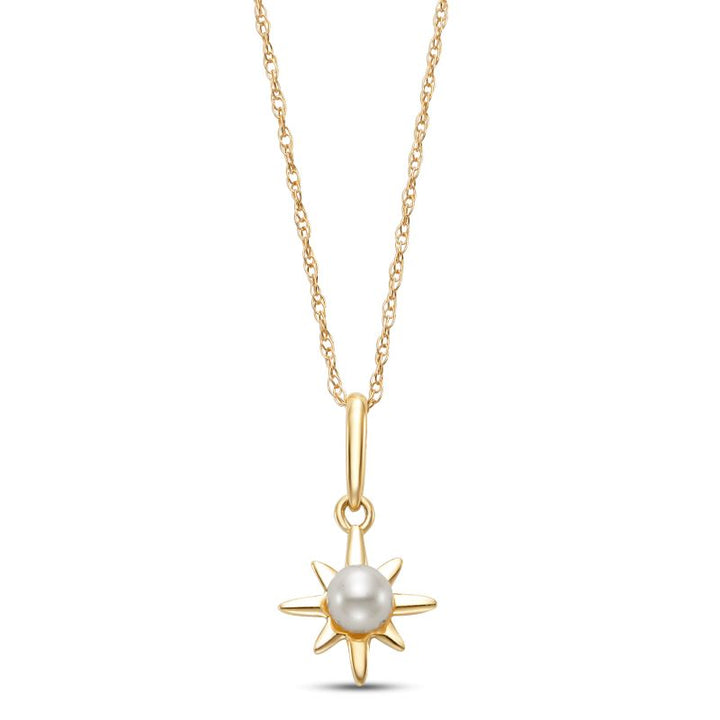 3.5mm Freshwater Pearl Star Pendant in 14K Yellow Gold