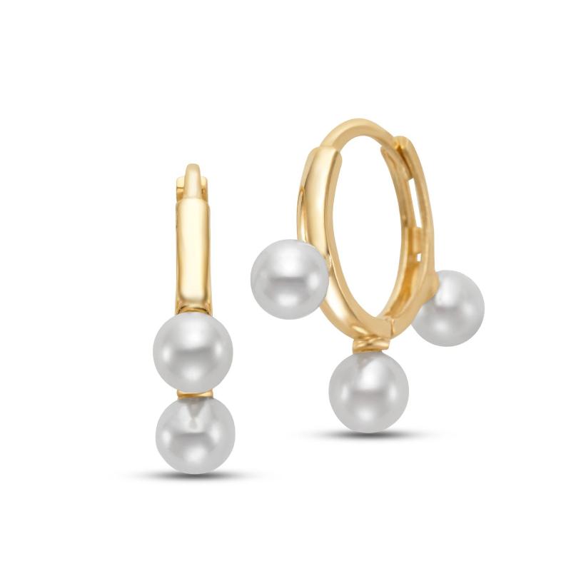 4-4.5mm Freshwater Pearl Earrings in 14K Yellow Gold