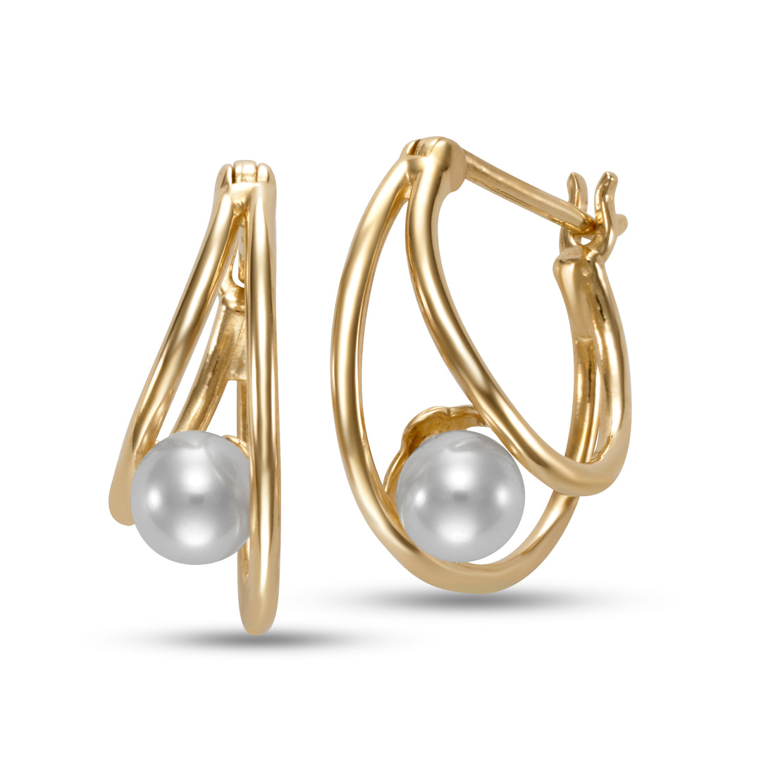 4-4.5mm Freshwater Pearl Earrings in 14K Yellow Gold
