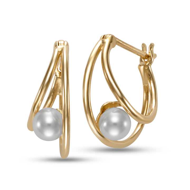 4-4.5mm Freshwater Pearl Earrings in 14K Yellow Gold