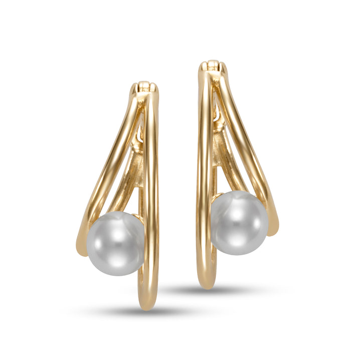 4-4.5mm Freshwater Pearl Earrings in 14K Yellow Gold