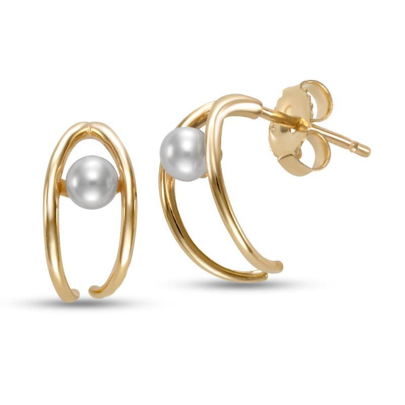 3-3.5mm Freshwater Pearl Earrings in 14K Yellow Gold