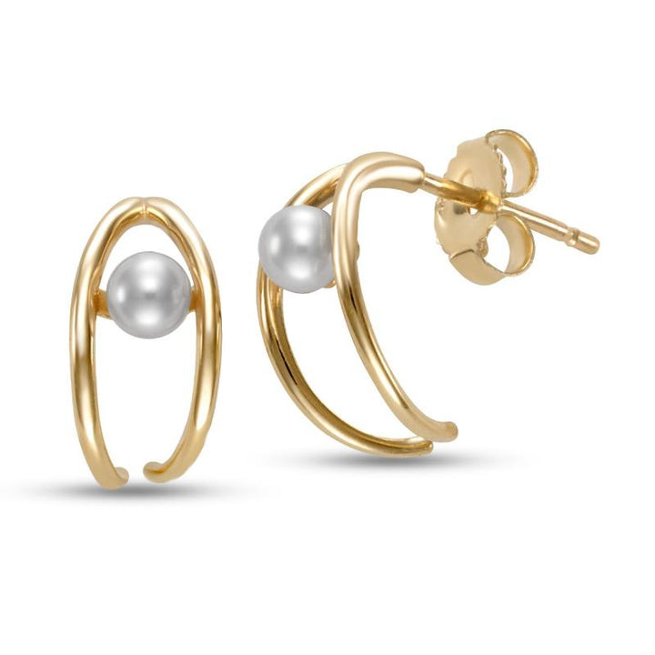 3-3.5mm Freshwater Pearl Earrings in 14K Yellow Gold