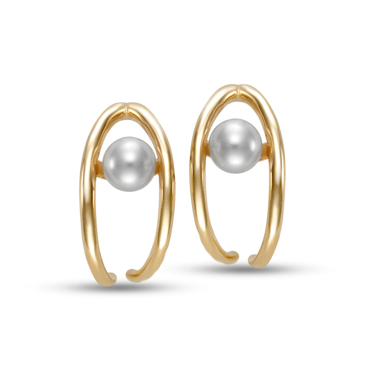 3-3.5mm Freshwater Pearl Earrings in 14K Yellow Gold