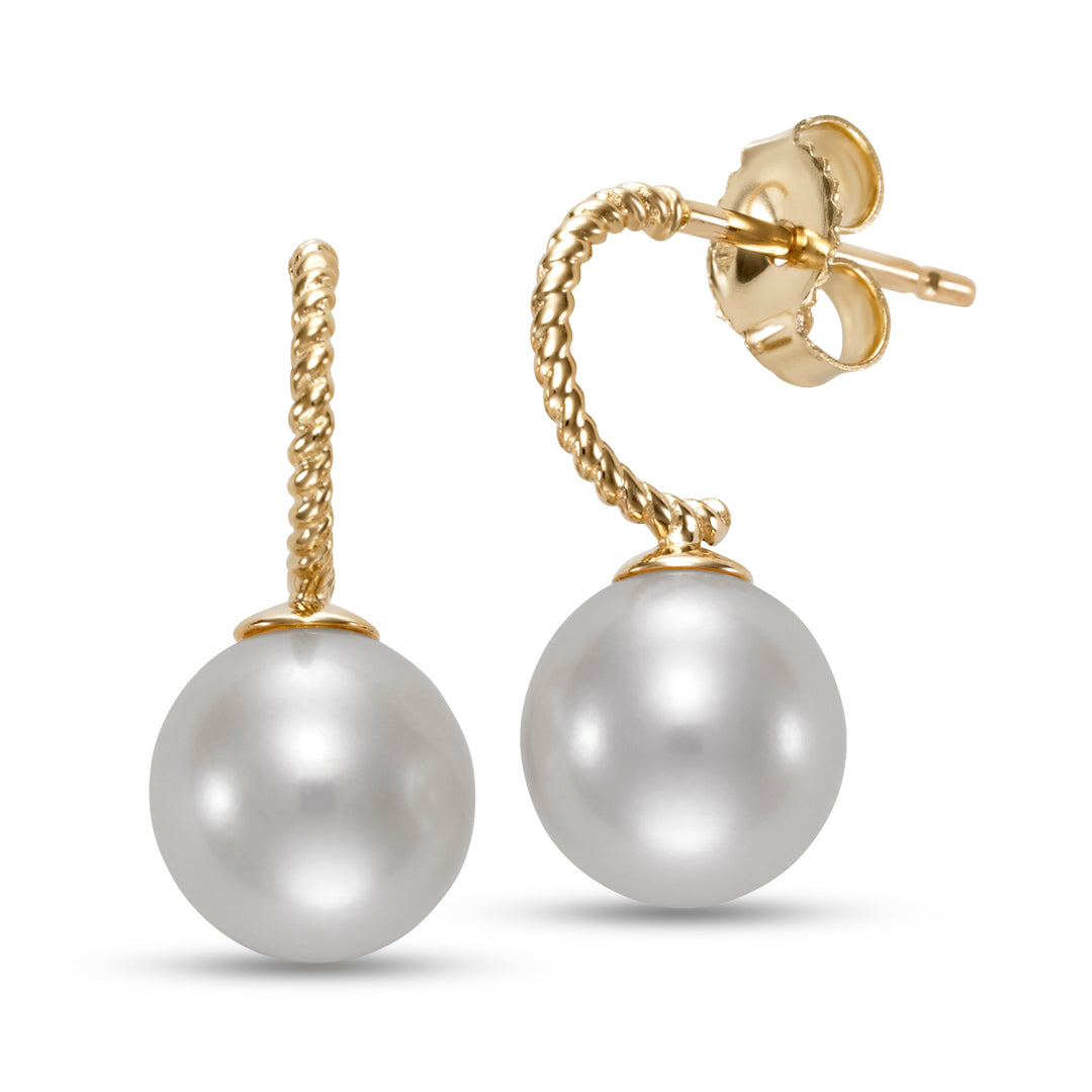 7.5-8mm Freshwater Pearl Earrings in 14K Yellow Gold
