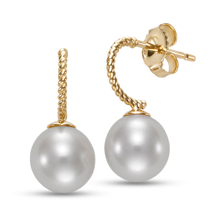 7.5-8mm Freshwater Pearl Earrings in 14K Yellow Gold
