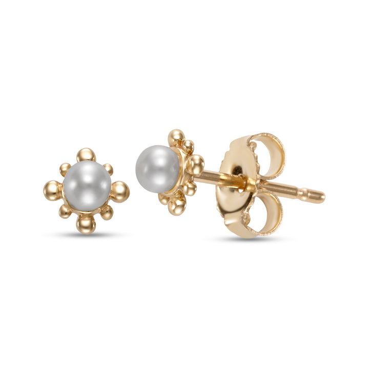 2-2.5mm Freshwater Pearl Earrings in 14K Yellow Gold