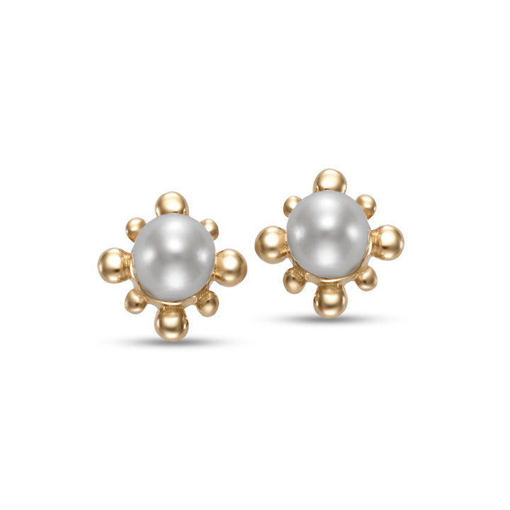 2-2.5mm Freshwater Pearl Earrings in 14K Yellow Gold