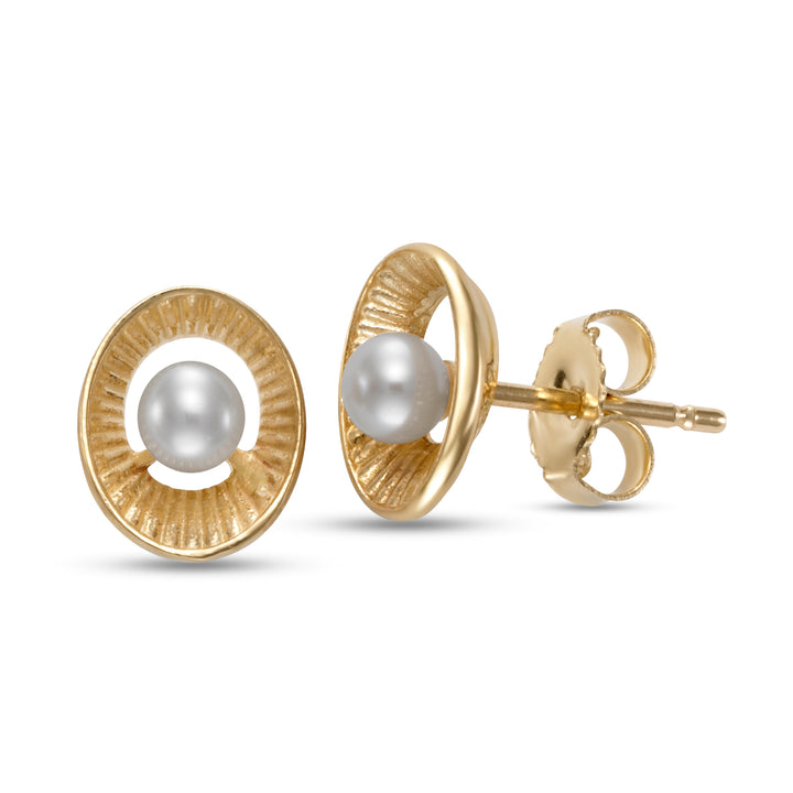 3-3.5mm Freshwater Pearl Earrings in 14K Yellow Gold