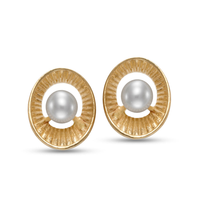 3-3.5mm Freshwater Pearl Earrings in 14K Yellow Gold