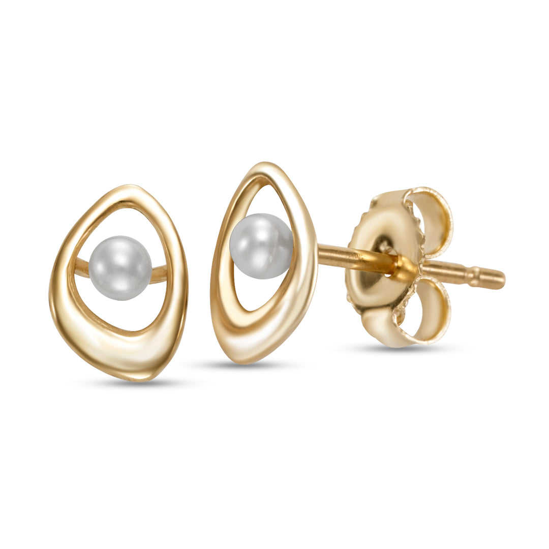 3-3.5mm  Freshwater Pearl Earrings in 14K Yellow Gold