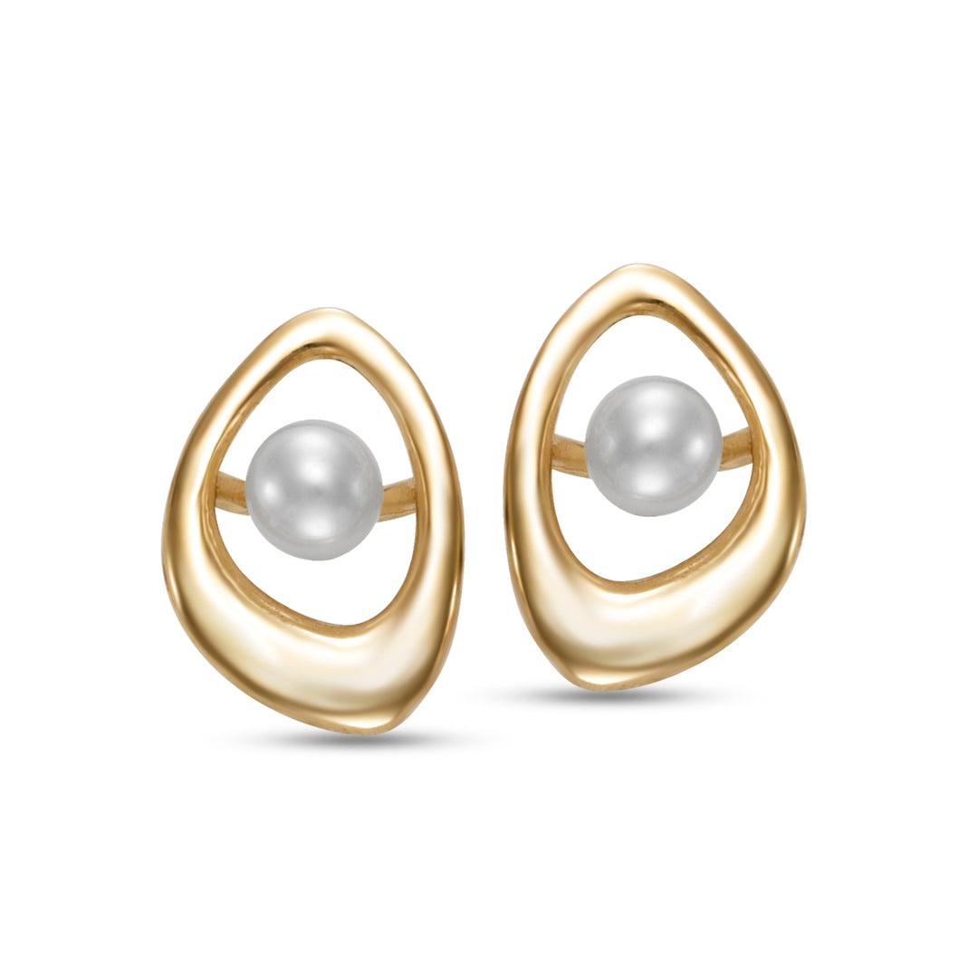 3-3.5mm  Freshwater Pearl Earrings in 14K Yellow Gold