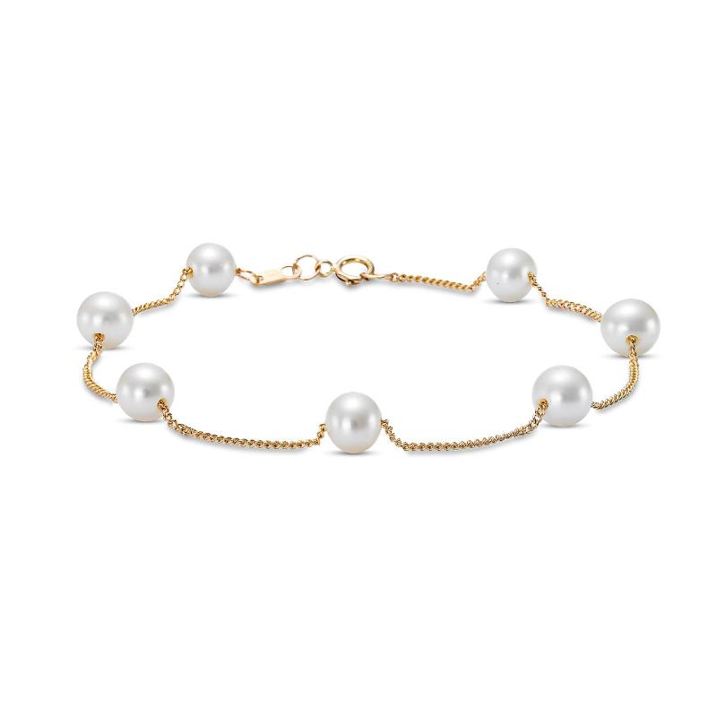 5.5-6mm Freshwater Pearl Bracelet in 14K Gold