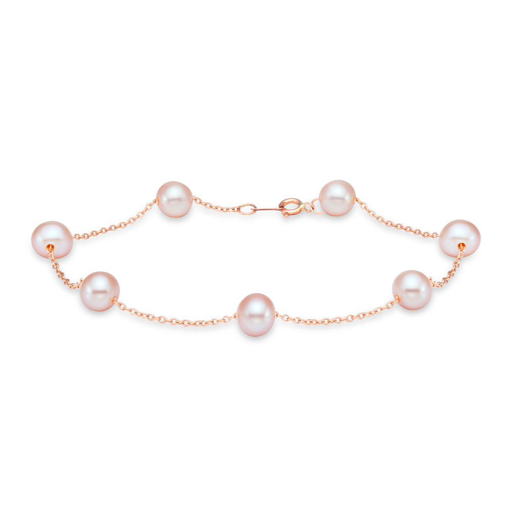 Rose gold bracelet with pearls hooked