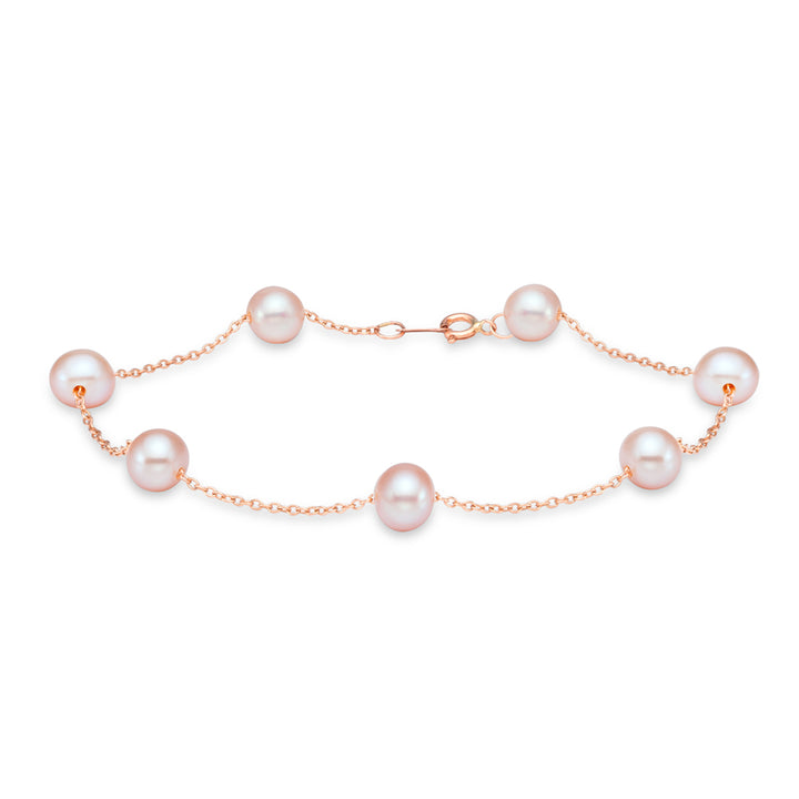 Rose gold bracelet with pearls hooked