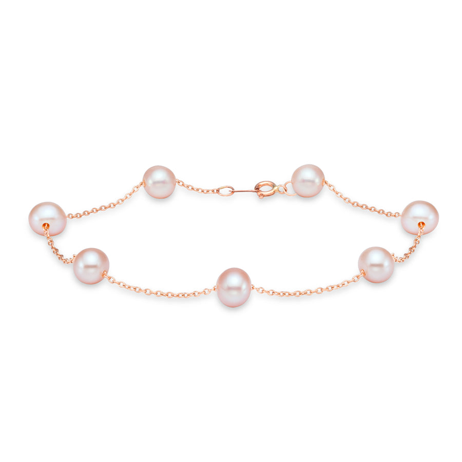 Rose gold bracelet with pearls hooked