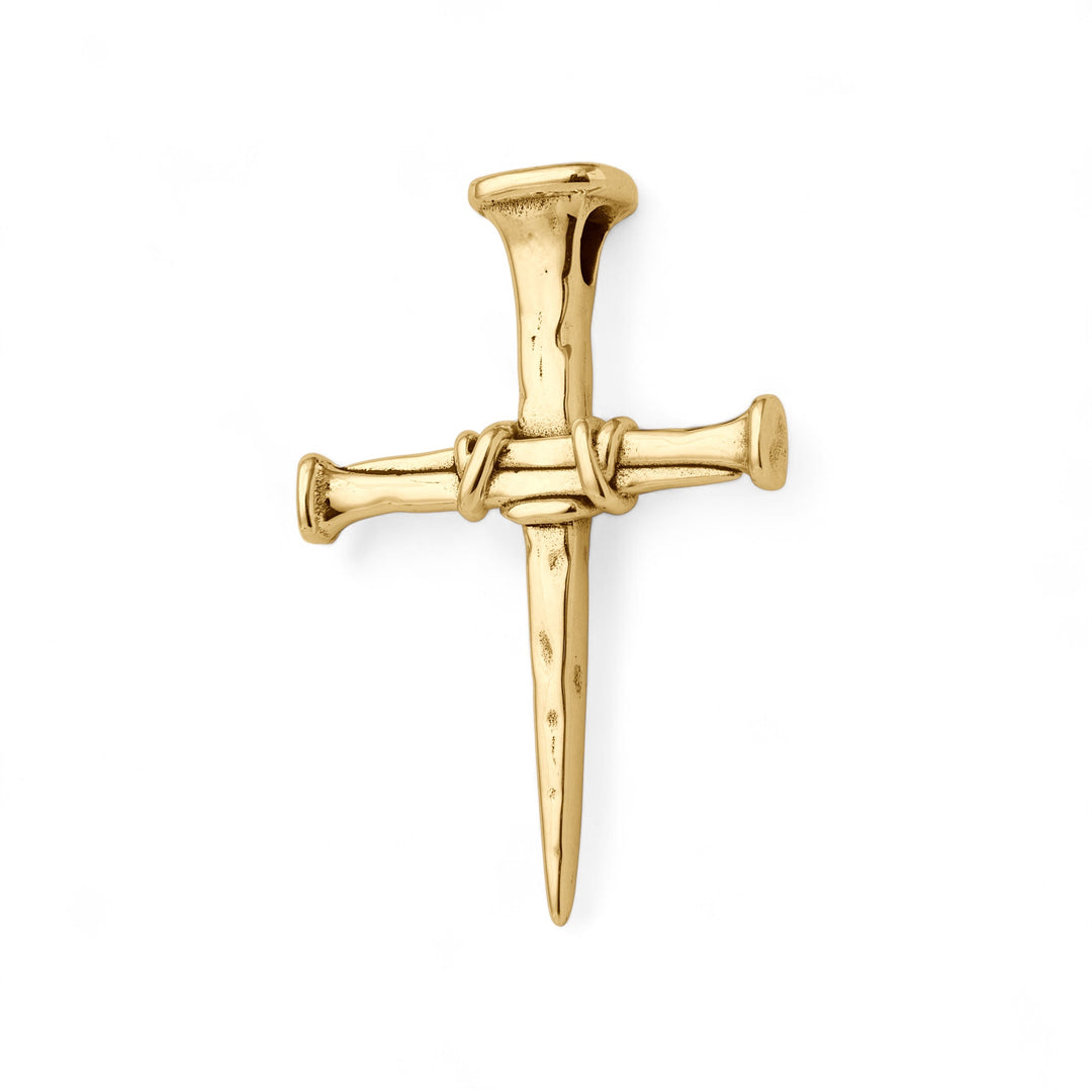 14k Yellow Gold Three Nails Cross Pendant