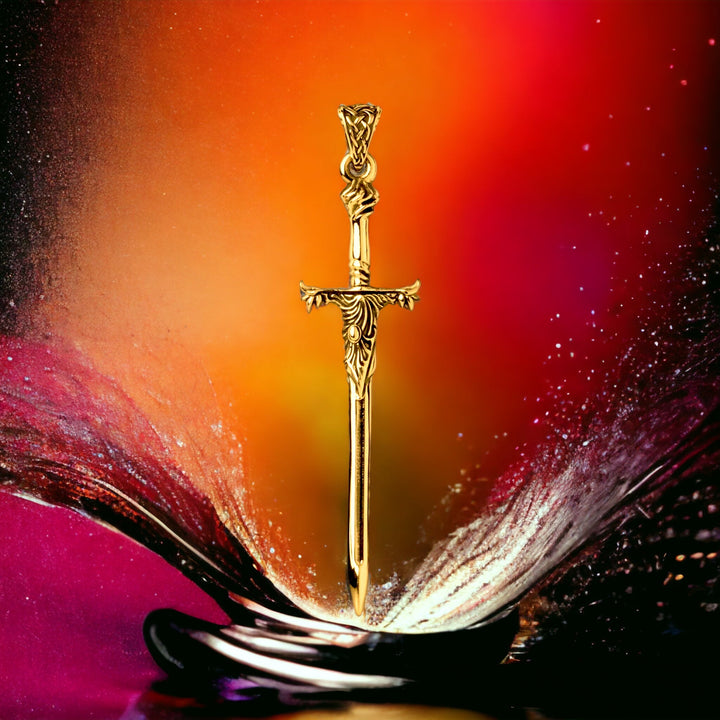 14k Yellow Gold Sword Pendant