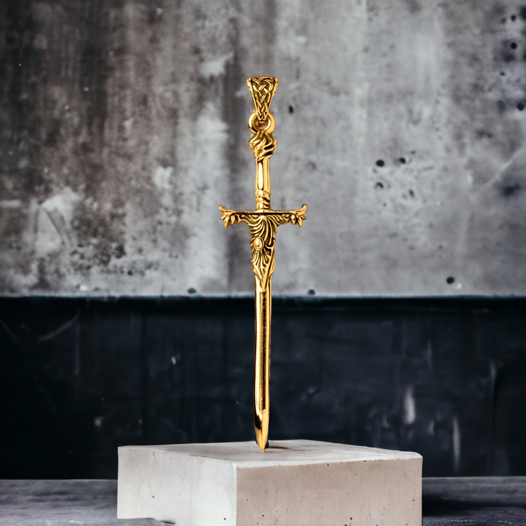 14k Yellow Gold Sword Pendant