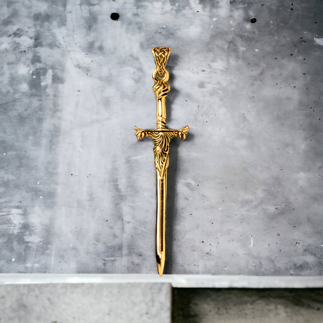 14k Yellow Gold Sword Pendant