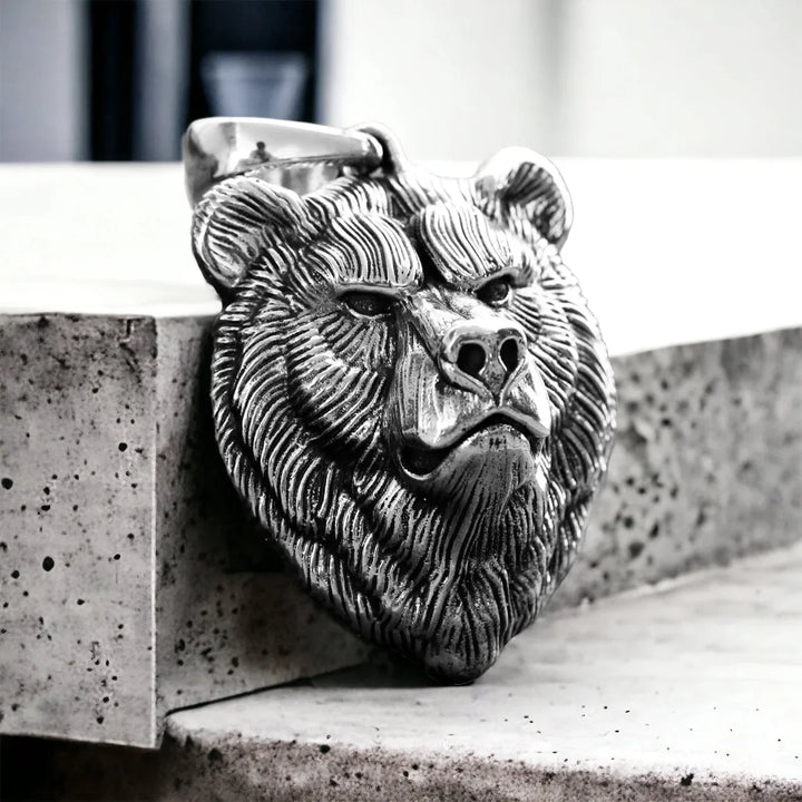 Grizzly Bear Silver Pendant