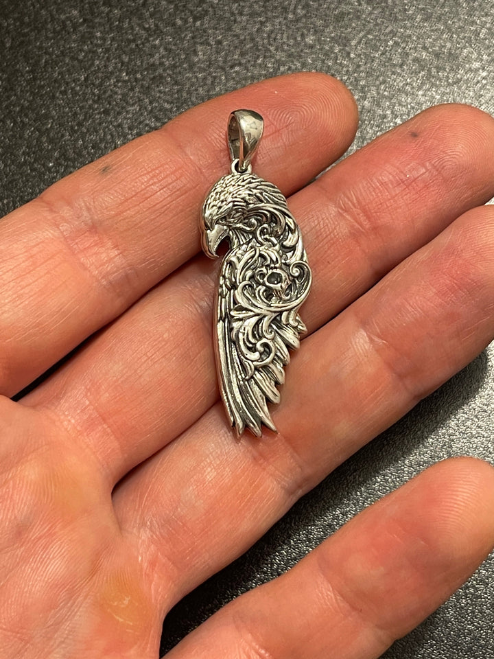Raven Wing Silver Pendant