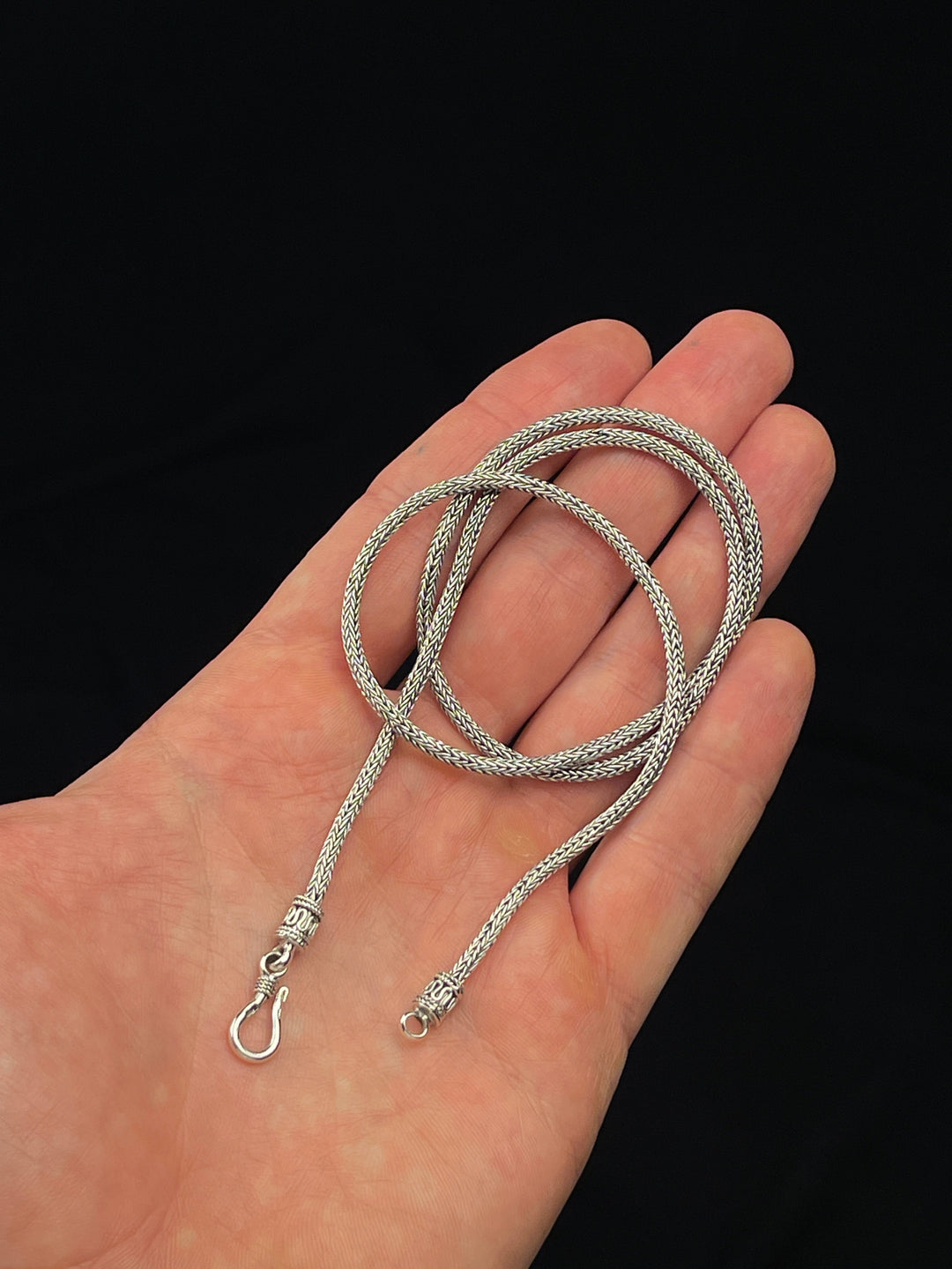 Foxtail Silver Necklace with hook clasp (2.5 mm)