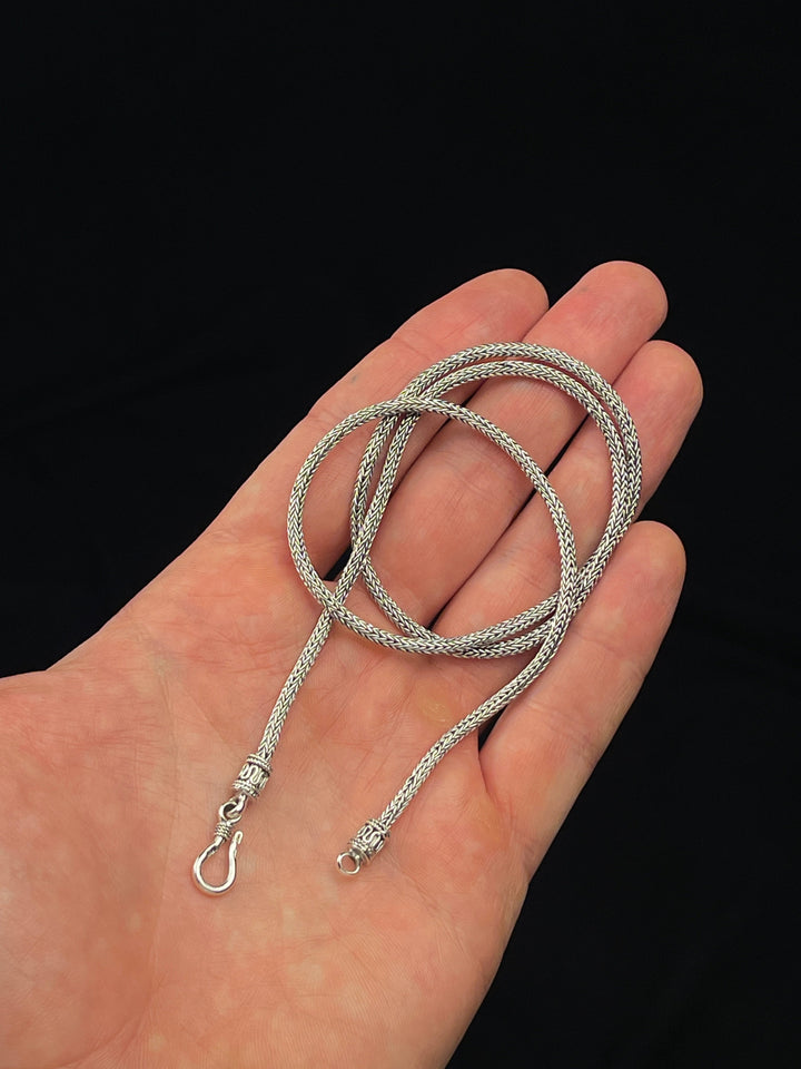 Foxtail Silver Necklace with hook clasp (2.5 mm)