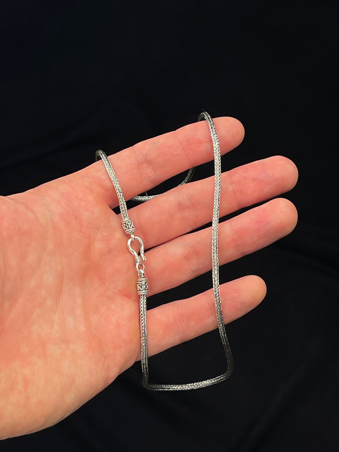 Foxtail Silver Necklace with hook clasp (2.5 mm)