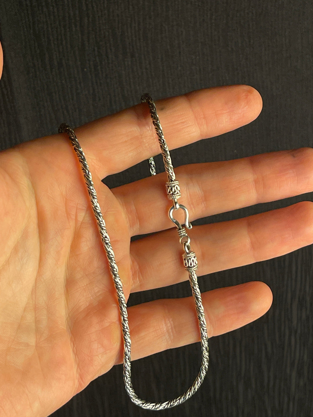 Bali Silver Necklace (2.5 mm) with hook clasp