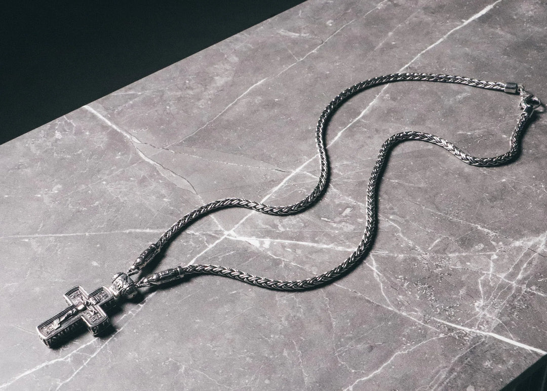 Silver Orthodox cross necklace