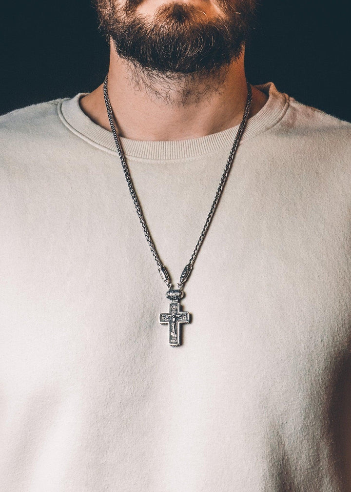Silver Orthodox cross necklace