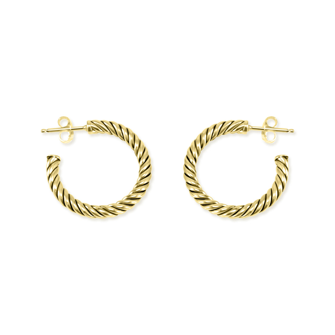 18k Yellow Gold Rope hoop earrings