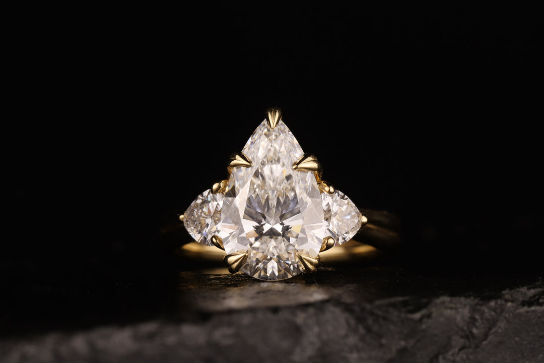 The Eternal Flame – 3ct Pear & Heart Diamond Ring in 18K Gold