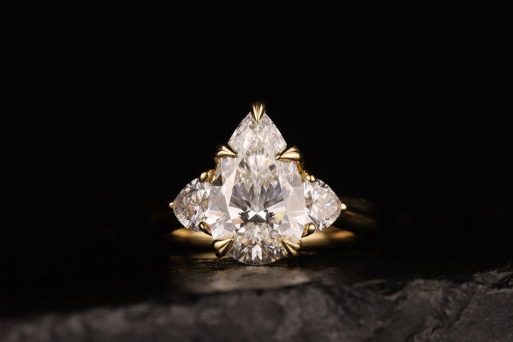 The Eternal Flame – 3ct Pear & Heart Diamond Ring in 18K Gold