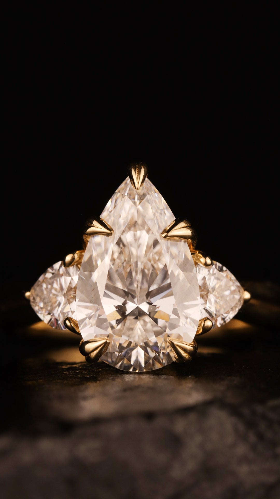The Eternal Flame – 3ct Pear & Heart Diamond Ring in 18K Gold